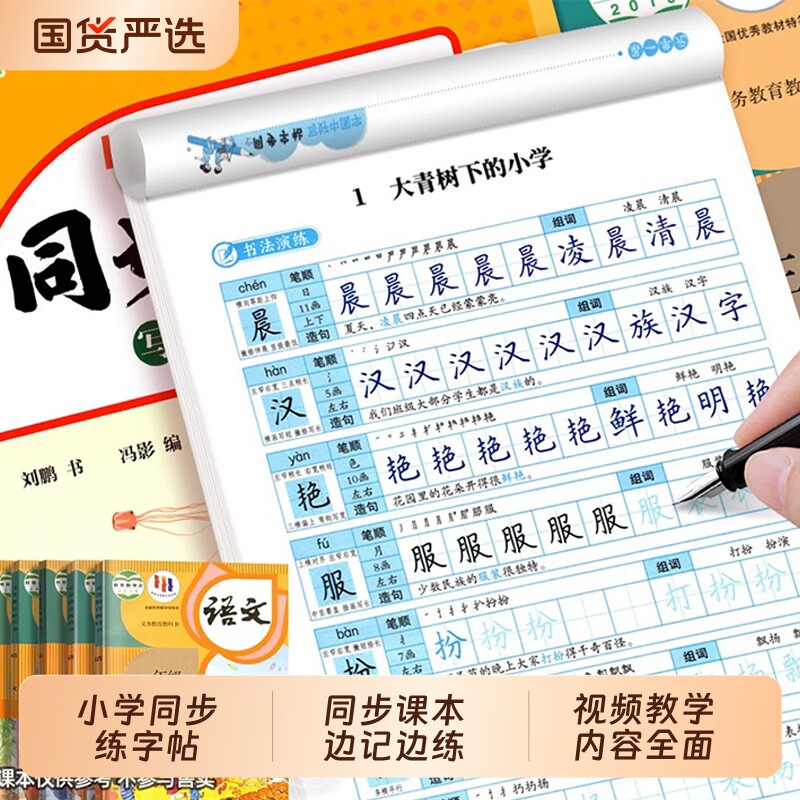 字帖小学生专用2025小学语文同步练二年级上下册三年级四年级五六年级上下册人教版拼音笔画笔顺钢笔练字硬笔描红临摹每日一练