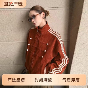 麂皮绒外套男女款秋天美式复古排扣2026秋冬季立领百搭夹克上衣潮