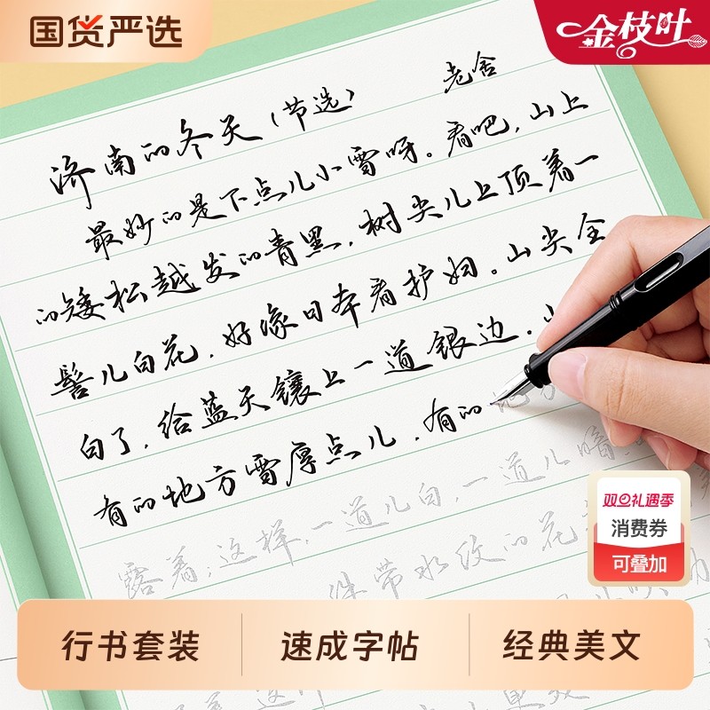 行楷字帖成人练字行书成年速成练字帖连笔字硬笔书法大人静心入门套装男女生字体漂亮大气使用初中生专用高中钢笔练习本楷书诗词