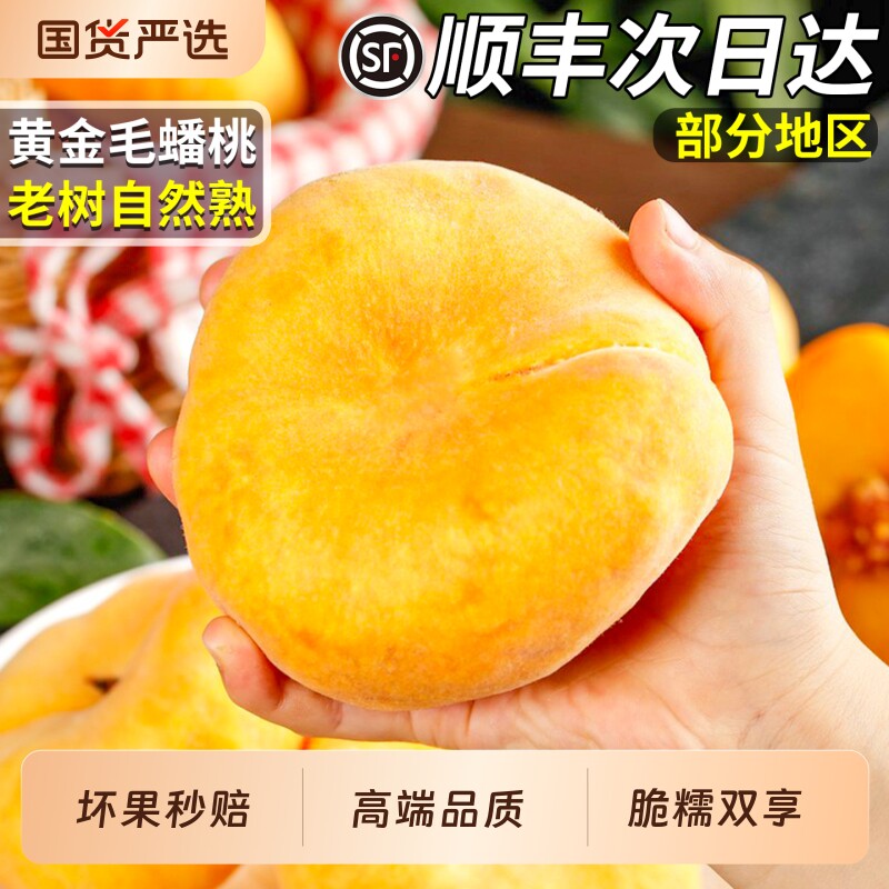 顺丰 山东蒙阴5斤黄金毛蟠桃应当季新鲜水果桃子油桃毛桃整箱包邮