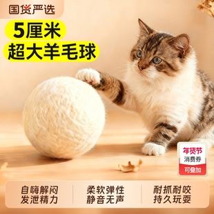 猫玩具自嗨解闷神器羊毛球逗猫棒磨牙实心球猫咪玩具宠物用品猫猫