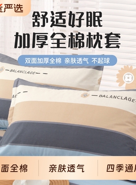 2025新款纯棉枕套一对装100全棉网红枕头套单个48cmx74cm乳胶整套
