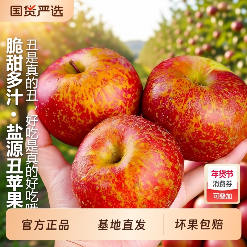 正宗四川大凉山盐源丑苹果冰糖心红富士当季新鲜水果脆甜好吃国货,水产肉类/新鲜蔬果/熟食,苹果,淘宝优惠券,粉丝福利购,淘宝优惠卷