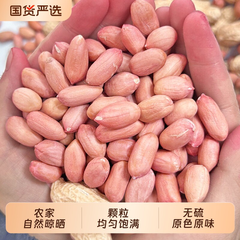 河南白沙花生米生的粉红皮新鲜大粒花生仁农家原味新货自种去壳图片