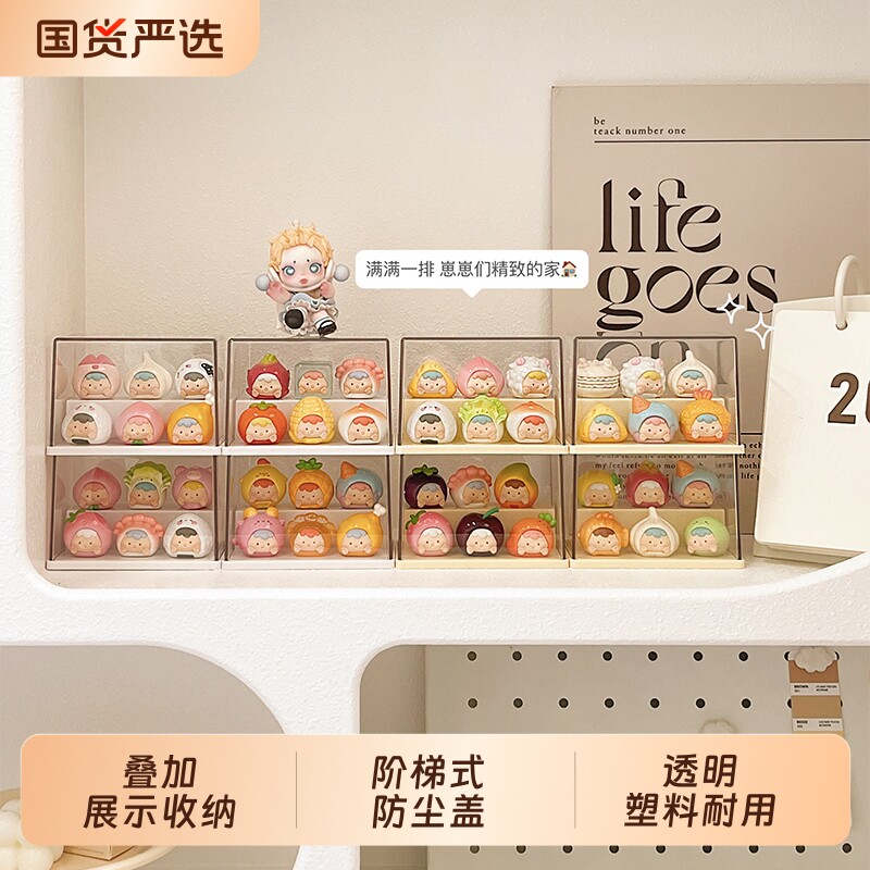 萌粒收纳盒展示盒透明防尘盲盒收纳展示架小摆件手办展示柜亚克力