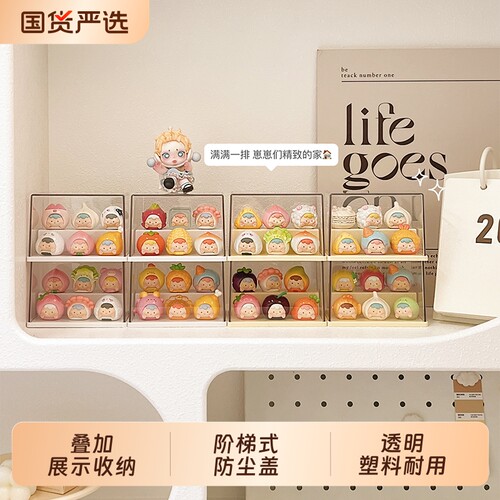 萌粒收纳盒展示盒透明防尘盲盒收纳展示架小摆件手办展示柜亚克力