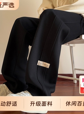 男士裤子运动裤春秋季2025新款直筒冬季卫裤男生加绒休闲黑色灰色