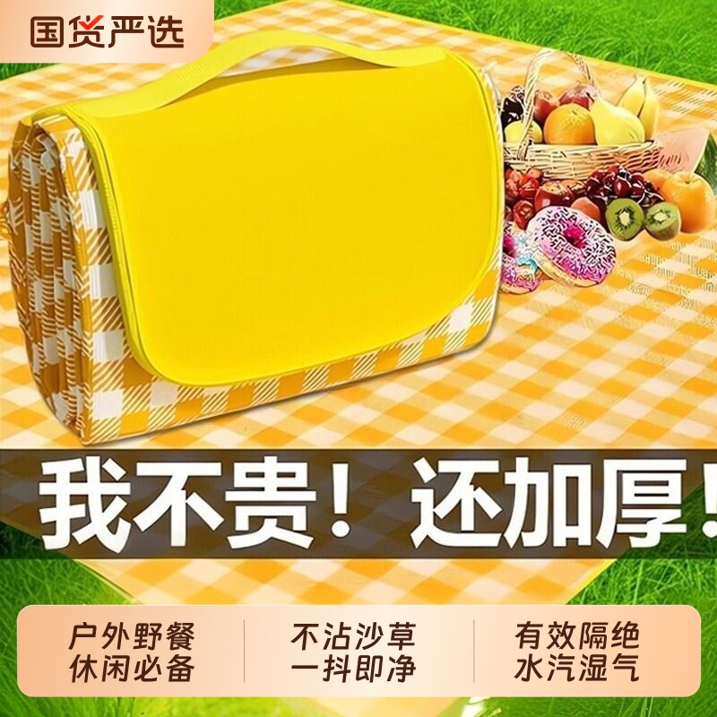 户外野餐垫防潮垫加厚露营地春游垫野外沙滩防水布便携帐篷草坪垫