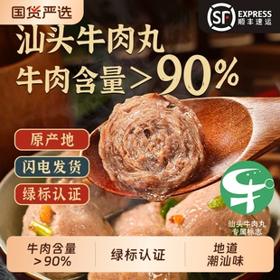 达濠李老二正宗汕头绿标汕头牛肉丸200g/包丸子烧烤火锅实心牛丸