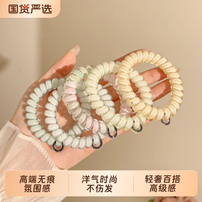 高弹力电话线发圈2025新款头绳皮筋女扎头高端无痕发绳头饰高级感