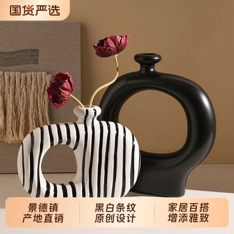 【景德镇陶瓷】复古风装饰花瓶图片