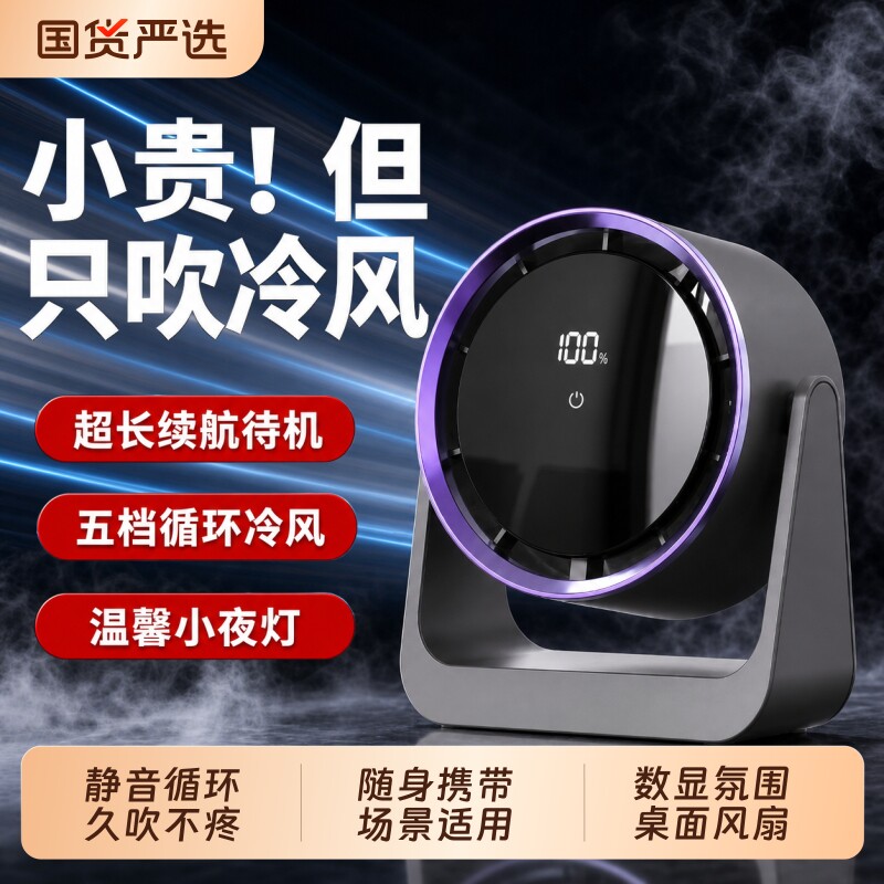 2026新款小型办公室桌面台式静音电风扇家用壁挂厨房降温神器挂壁