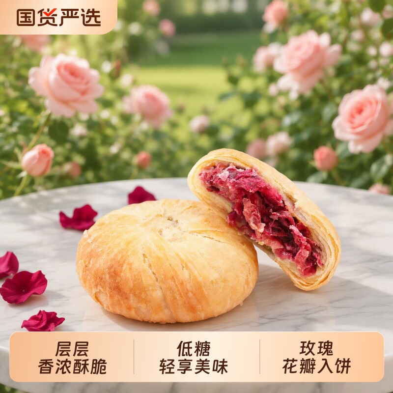 正宗云南特产小吃鲜花饼独立包装传统手工零食糕点现烤玫瑰花美福图片