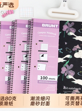 BRUNT灵感细闪狐系列美式线圈本B5笔记本记事本子螺旋高级感磨砂细闪可撕两孔活页替芯纸大学生用英语单词本