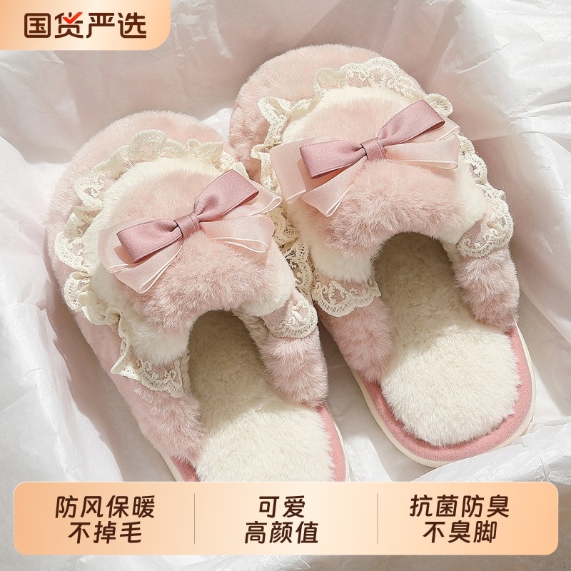 秋冬季保暖棉拖鞋女士2025新款防滑厚底室内家居毛毛绒月子棉拖女