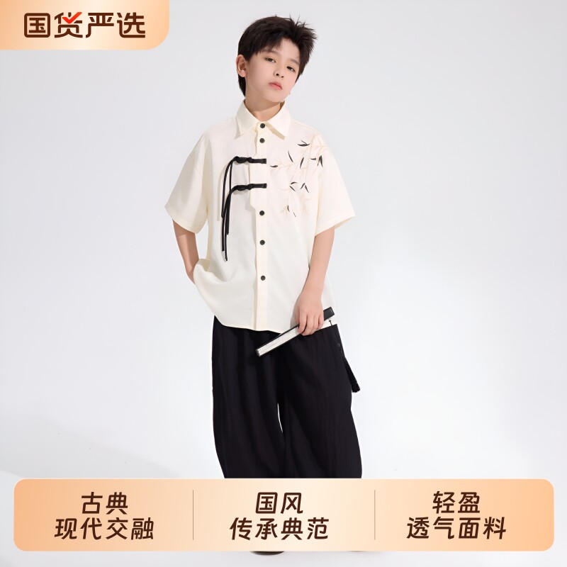 男童夏季短袖汉服套装新款图片