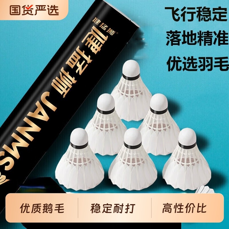 健猛狮羽毛球正品稳定比赛12只装耐用不易烂室内室外专业训练用球