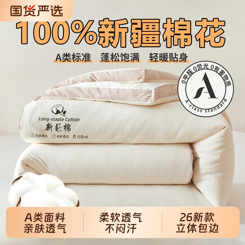 2026新款新疆棉花被100%纯棉春秋被子被芯夏被加厚空调保暖单