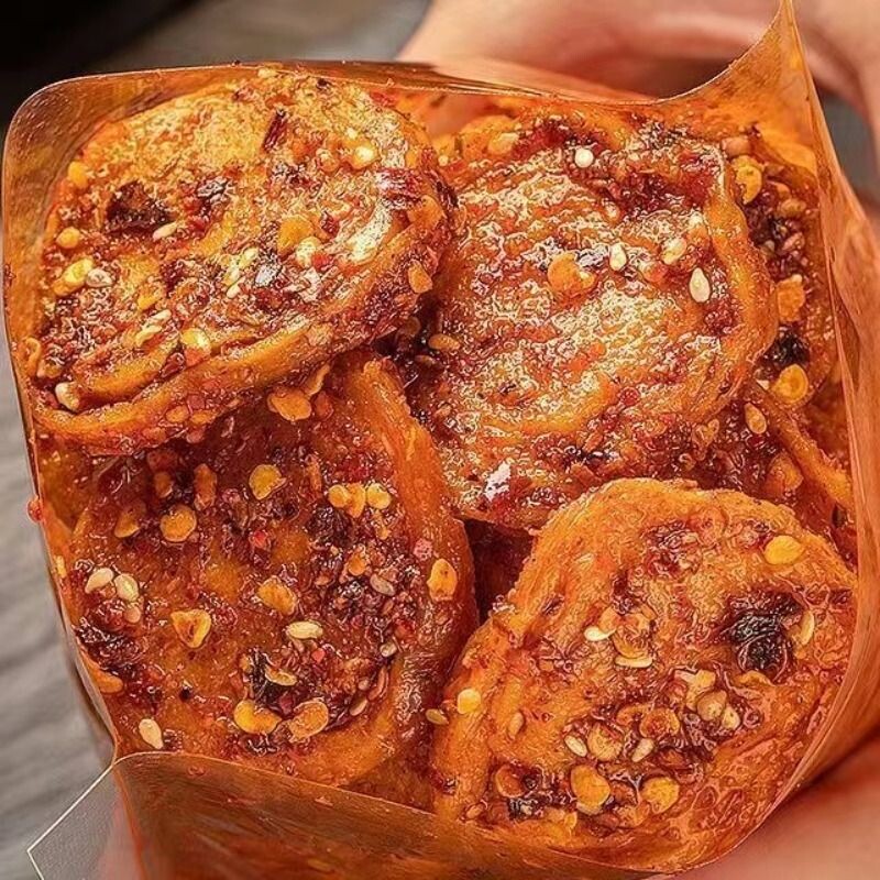 麻辣烤面筋圈手工辣条大面筋片即食解馋小零食批发好吃香辣烧烤