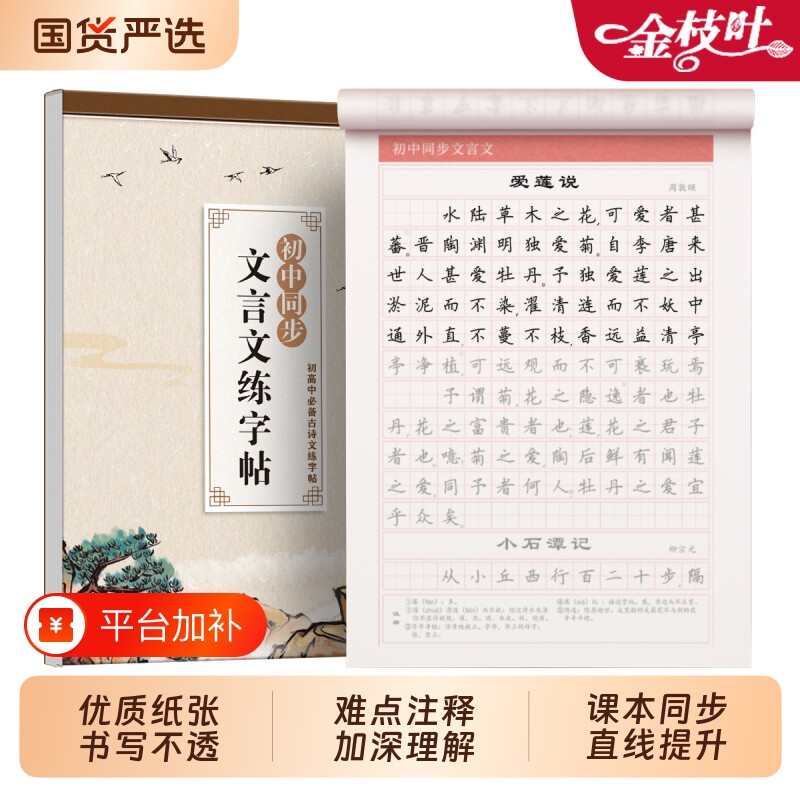 初中生古诗词临摹练字帖字帖七年级高中必背古诗文上册文言文正楷练字语文同步专用楷书钢笔人教版八九年级初一练字本行楷硬笔作文