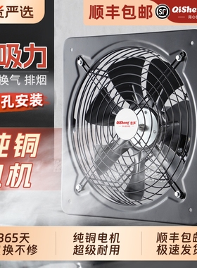 Qisheng/奇声纯铜排气扇换气扇厨房窗式排烟扇大吸力工业排风扇