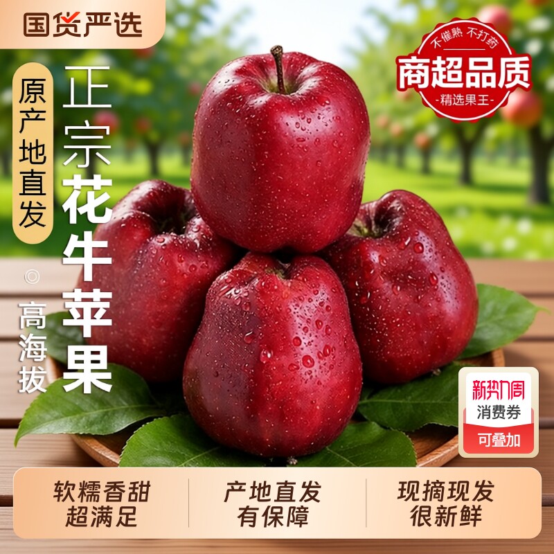 花牛苹果正宗甘肃天水10斤新鲜水果整箱糖心粉面丑沙应季精品蛇果