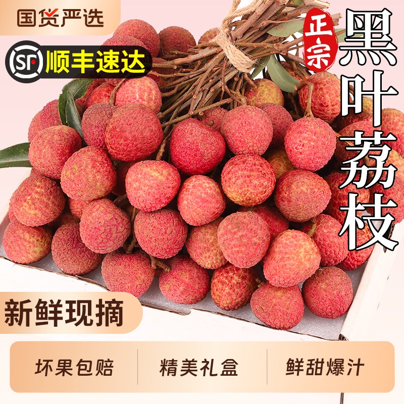 顺丰正宗黑叶荔枝新鲜水果现摘大果桂花桂味白糖甜当季整箱包邮5