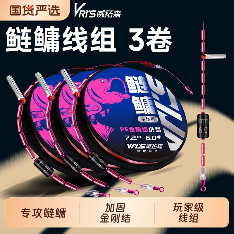 威拓森鲢鳙PE线主线成品主线组全套正品钓鱼鱼线台钓大物套装绑好
