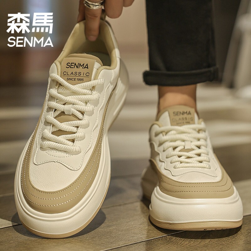 森马男鞋春季百搭复古阿甘板鞋男士真皮厚底运动休闲潮鞋