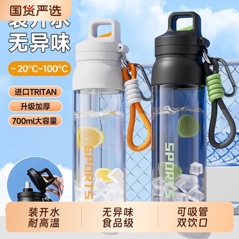 Tritan运动水杯耐高温2026新款男女便携水壶学生上学专用塑料杯子