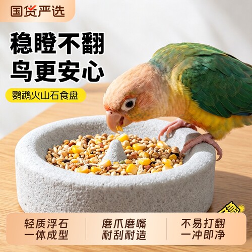 【爆款热卖】火山石鹦鹉食盆