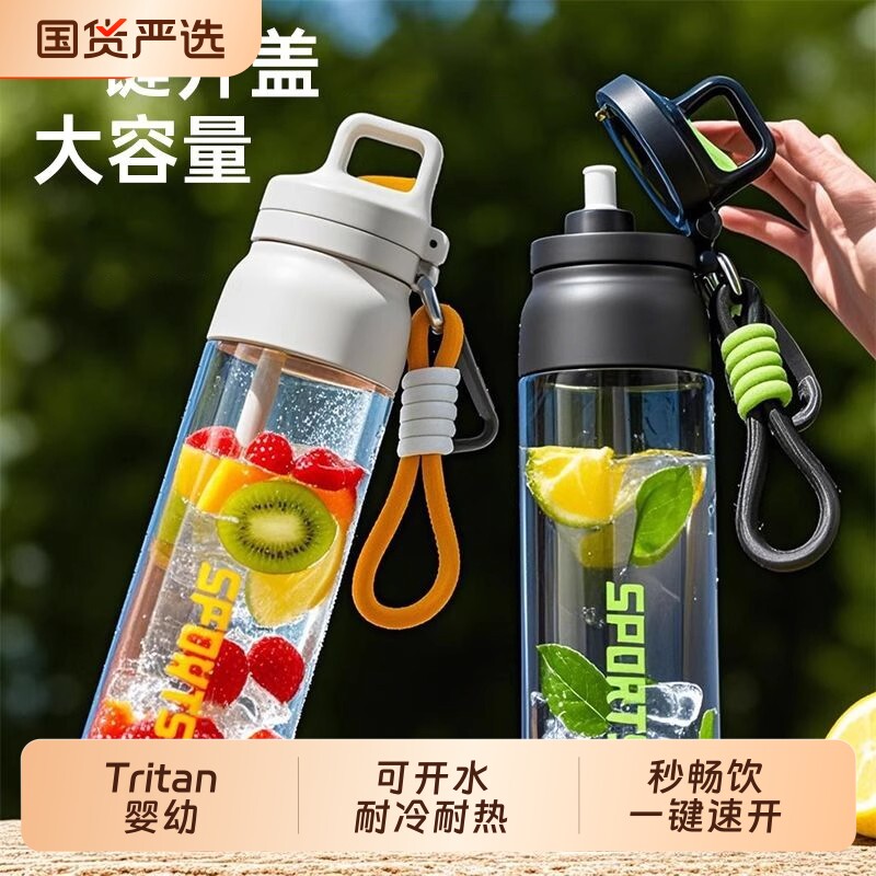 唐斯tritan运动水杯子2025新款大容量吸管杯水壶学生便携防
