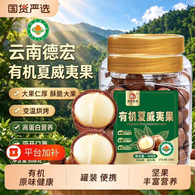 有机云南夏威夷果508g罐装夏威夷坚果干果孕妇零食原味健康批果仁