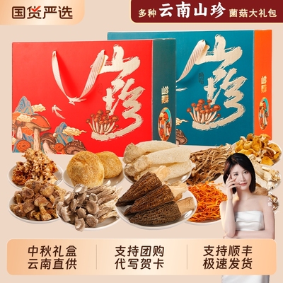 山珍菌菇礼盒云南土特产过节送礼野生菌类干货汤料春节大礼包火锅
