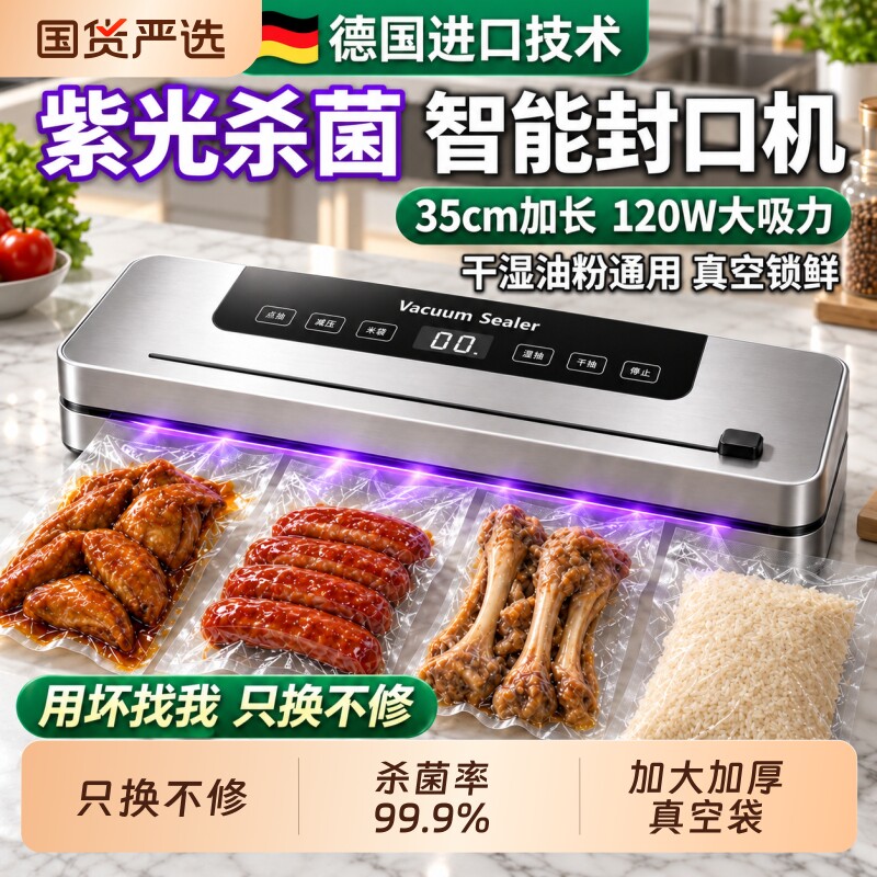 真空机封口机一体食品包装机抽真空密封机小型家用保鲜机自动家庭