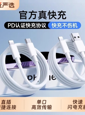 【官方正品】适用iPhone14pro数据线13苹果充电线12充电器线pd头闪17手机充ipad正8plus品11原max装快充车载