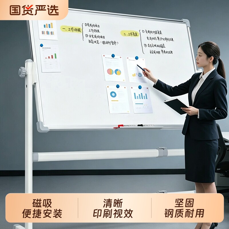 高端自动翻面大白板支架式教学图片