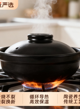 耐高温浅锅煲仔饭陶瓷沙锅煤气灶家用砂锅专用干烧不裂煲汤燃气