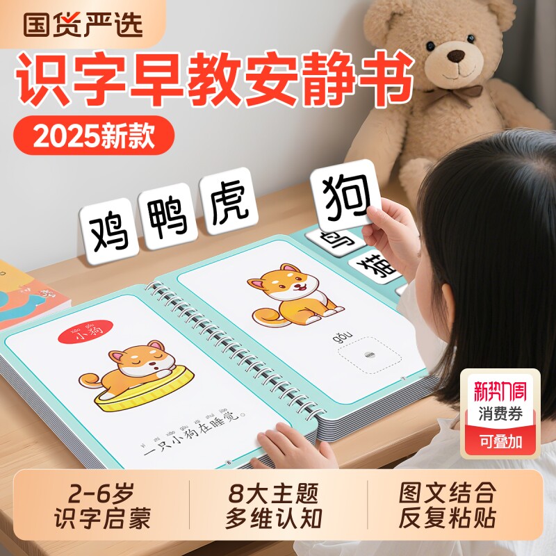 识字书幼儿认字早教安静书幼儿园2至6岁宝宝启蒙益智汉字认知卡片