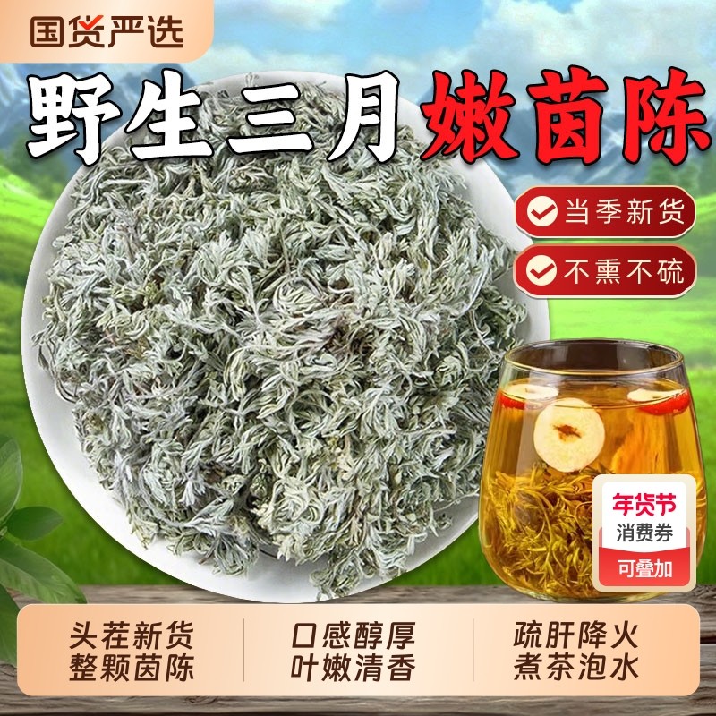 野生茵陈中药材三月绵茵陈绵白蒿新鲜晒干中草药搭栀子五味子泡茶