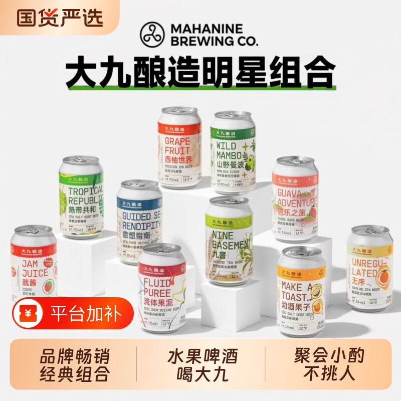 大九酿造果泥精酿啤酒果酒组合水果鲜啤330ml*6罐装流体海盐西打