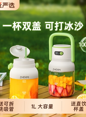 臻米家用便携式榨汁机小型果汁机榨汁杯玻璃充电式搅拌奶昔大容量