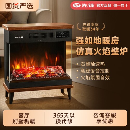 先锋壁炉取暖器家用室内仿真火焰石墨烯客厅装饰电暖风机新款GY1R
