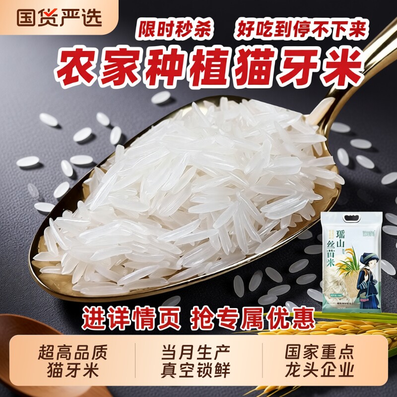 猫牙米长粒香大米丝苗米瑶山一级5斤超长新米农家煲仔饭专用梯田