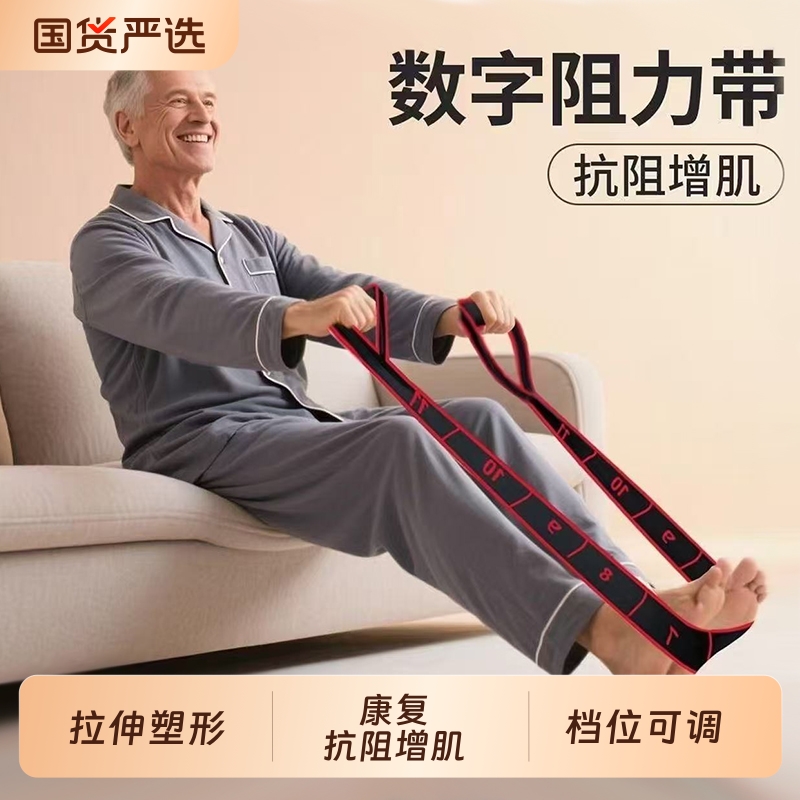 弹力带抗阻增肌数字阻力带中老年人专用四肢小腿臀力量训练伸展带