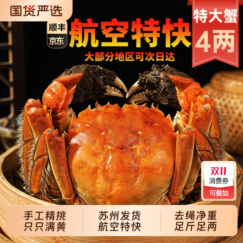 大闸蟹【活蟹精挑只只满黄】阳澄后荡湖鲜活全母公超特大螃蟹5两