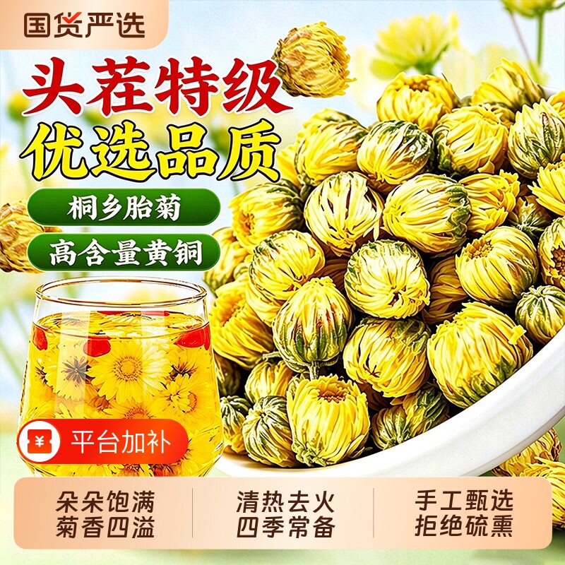 正品菊花茶500g胎菊王特级桐乡杭白菊花茶大菊花茶干贡菊袋装无硫