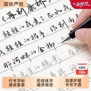 行楷字帖成人练字静心成年速成练字帖行书连笔零基础硬笔书法男生女生字体漂亮每日一练钢笔专用练习写字贴大学生练字本常用笔画