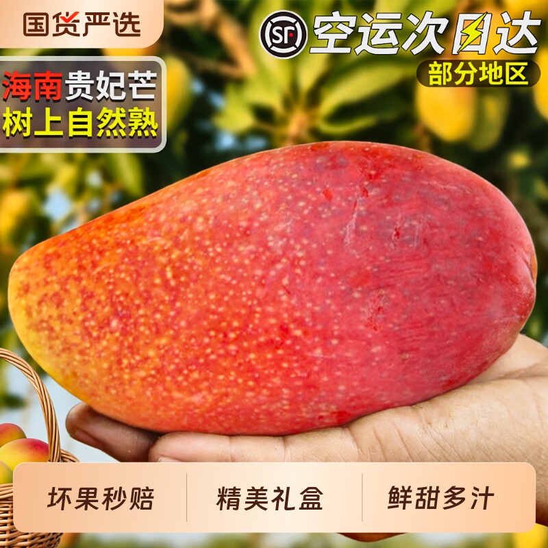 顺丰空运海南贵妃芒新鲜芒果水果现摘大果树上自燃熟甜礼盒装当季