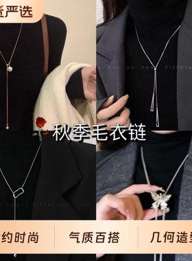 小众设计卫衣ins项链女新款秋冬高级毛衣链配饰蝴蝶蛇骨链钛钢